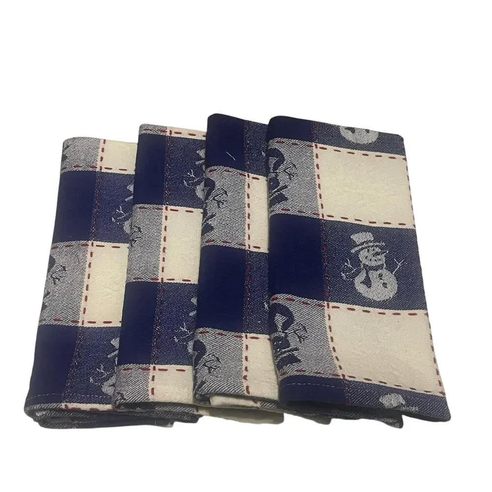 Snowman Cloth Plaid Napkins Set of 4